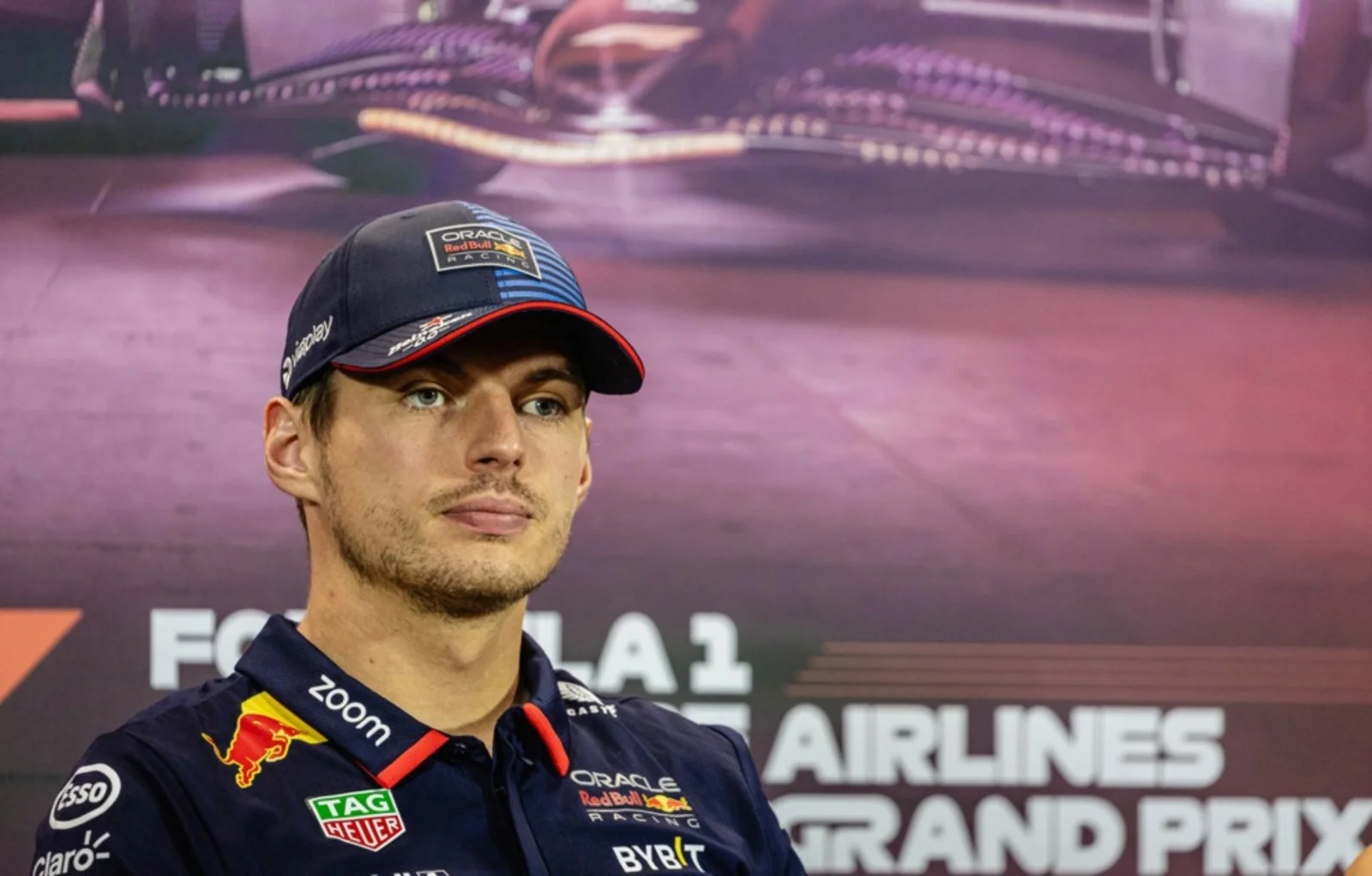 Verstappen in a post-race press conference
